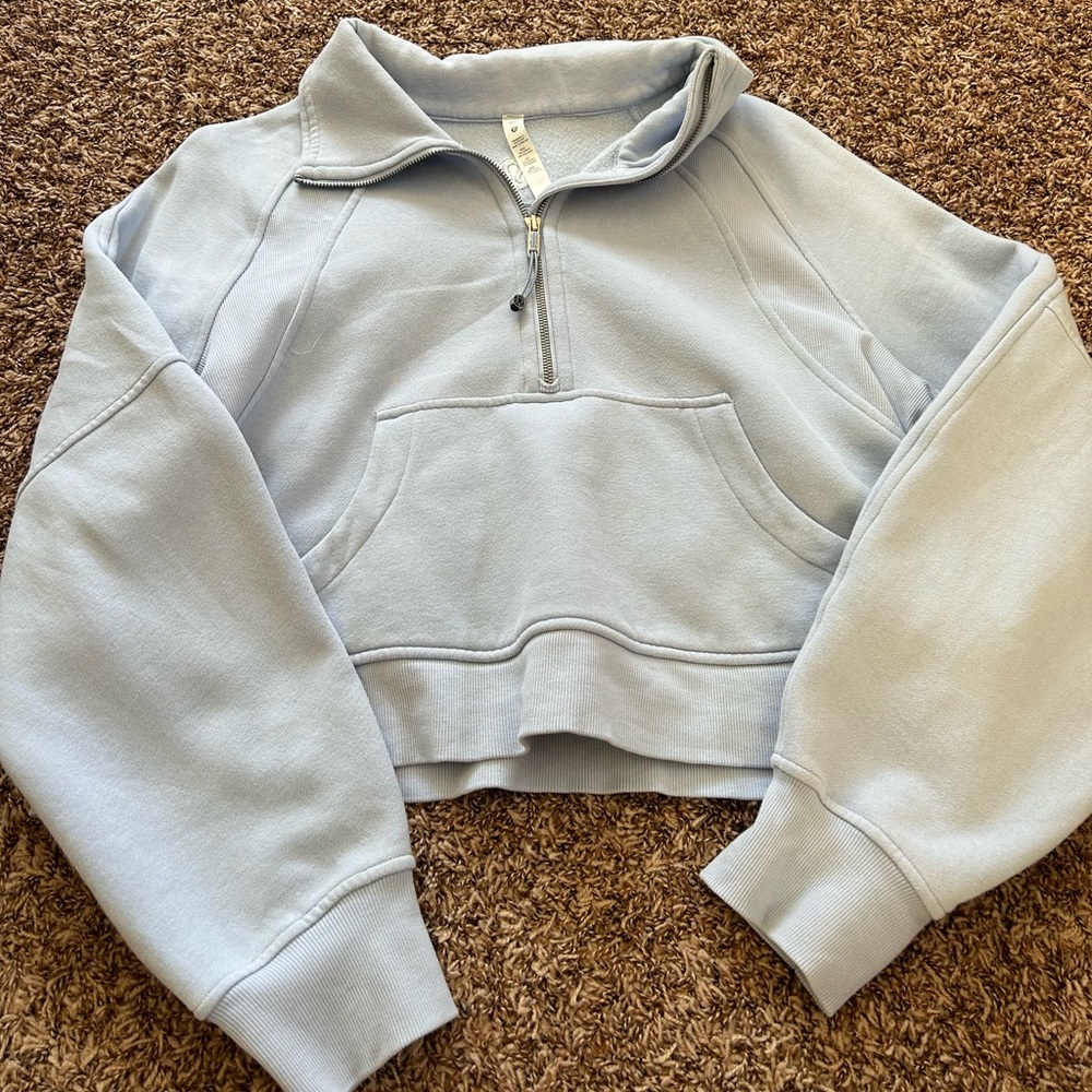 Lululemon funnel neck scuba blue linen